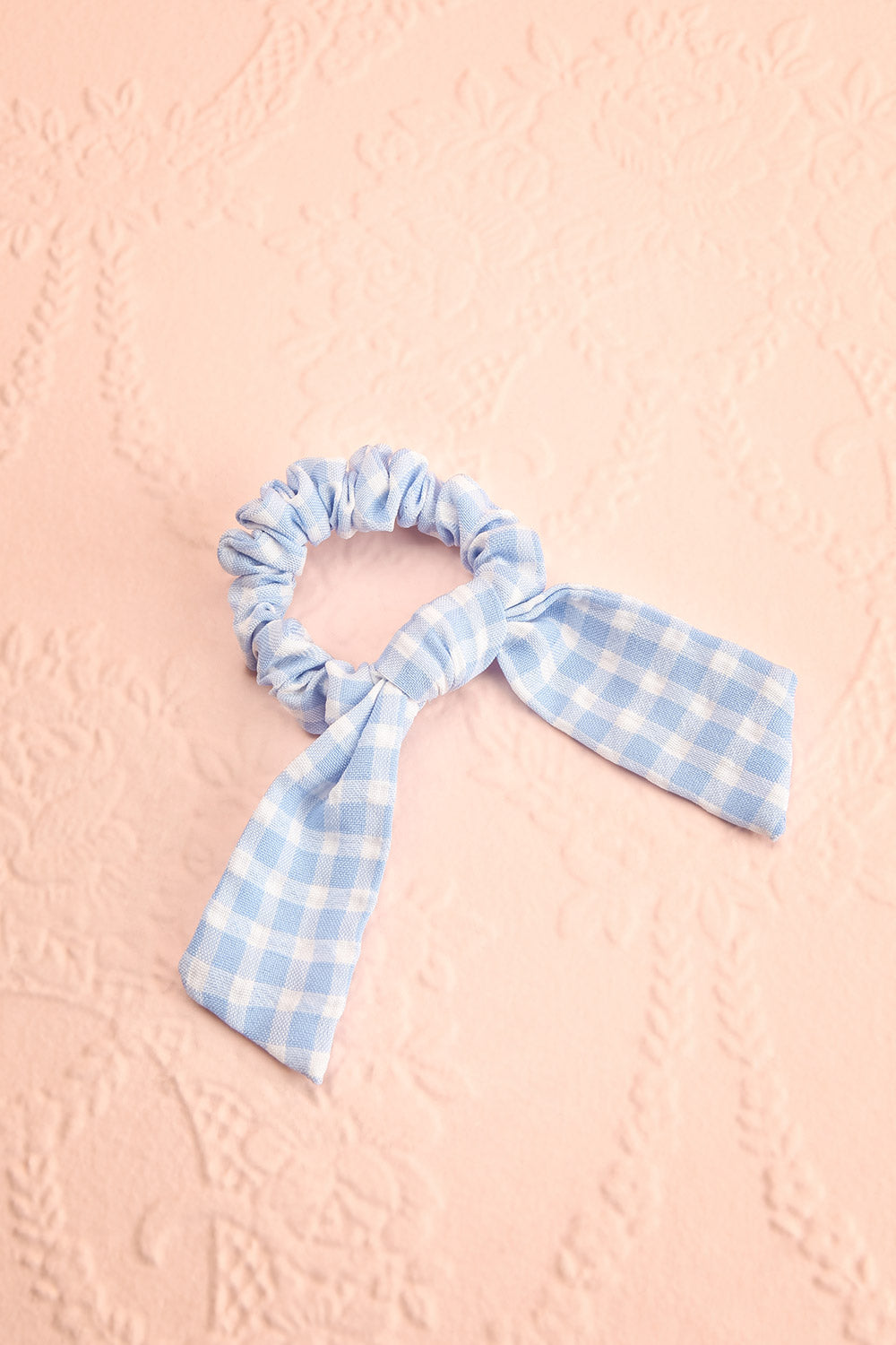 Collis Blue Gingham Hair Scrunchie with Bow | Boutique 1861