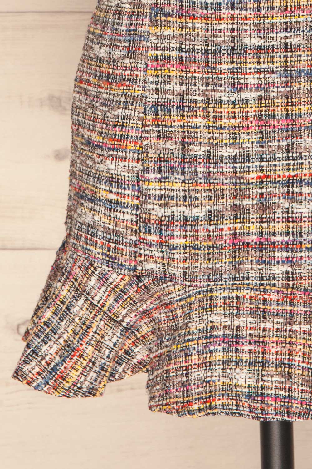 Colmar Colourful Tweed Short Skirt w/ Straps skirt close up | La Petite Garçonne
