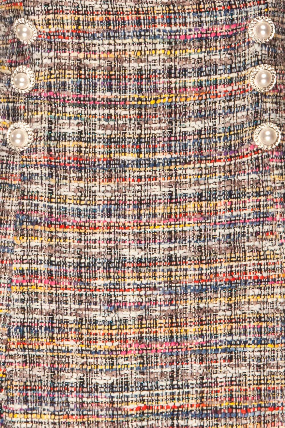 Colmar Colourful Tweed Short Skirt w/ Straps texture close up | La Petite Garçonne