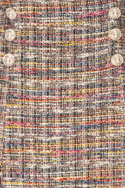 Colmar Colourful Tweed Short Skirt w/ Straps texture close up | La Petite Garçonne