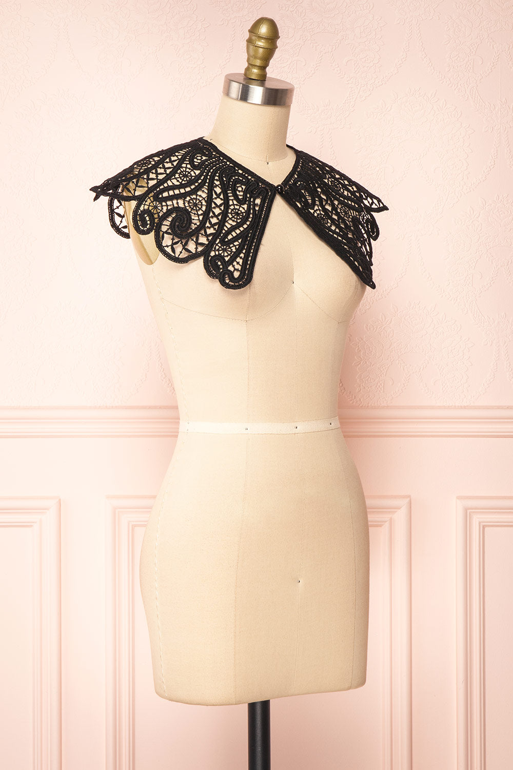 Colne Black Detachable Openwork Lace Collar | Boutique 1861 side view 