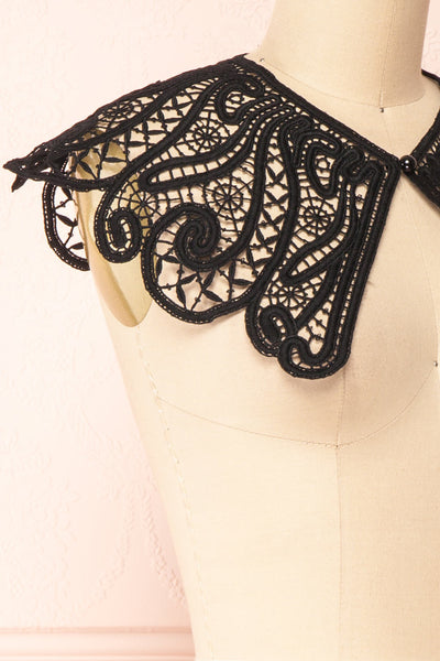 Colne Black Detachable Openwork Lace Collar | Boutique 1861 side close-up