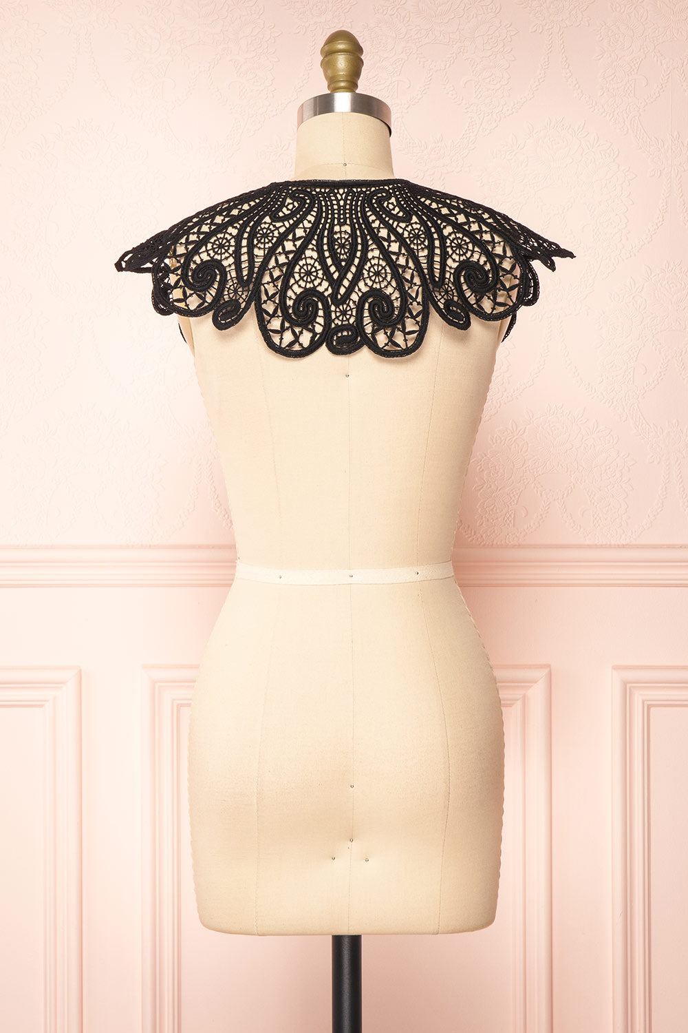 Colne Black Detachable Openwork Lace Collar | Boutique 1861 back view 