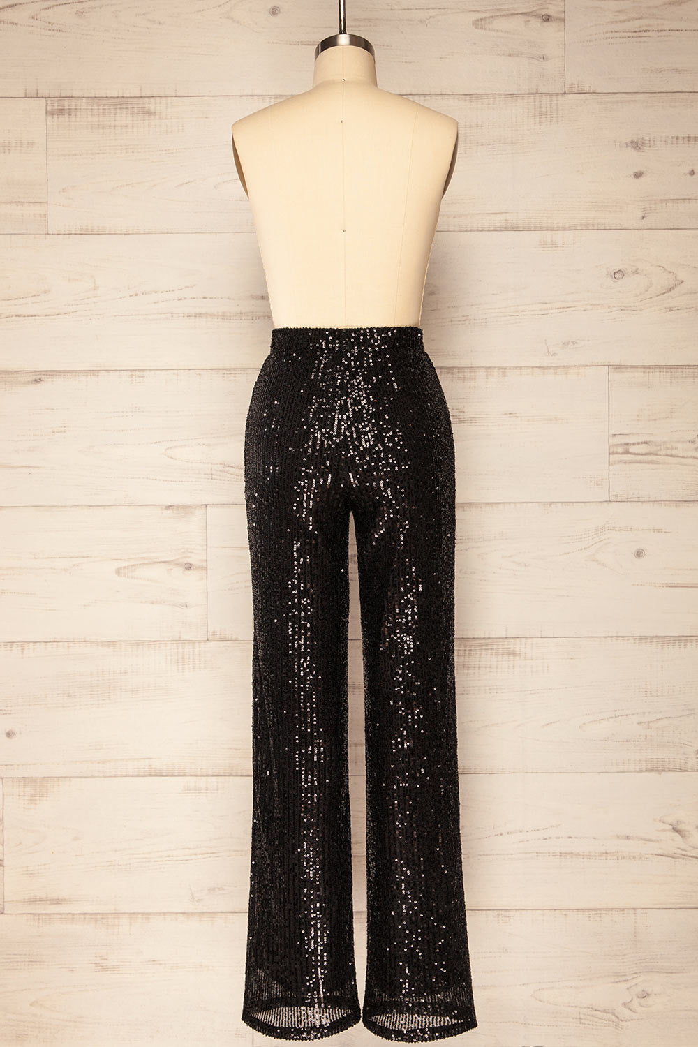 Coloma Black Wide-Leg Sequin Pants | La petite garçonne back view