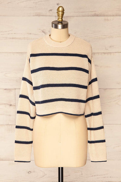 Colorado Cropped Striped Knit Sweater | La petite garçonne front view