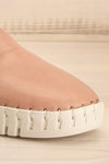 Columba Round-Toe Slip On Leather Shoes | La petite garçonne front close-up