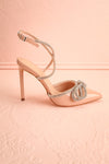Commeatus Beige Pointed-Toe Heels w/ Sequin Bow | Boutique 1861 side view