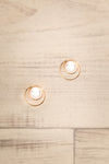 Commito Golden Hoop Stud Earrings with Pearl | La Petite Garçonne