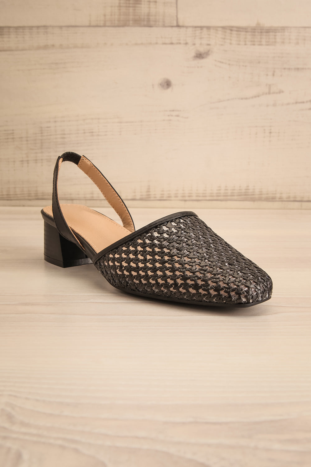 Complector Black Sling-Back Shoes | La petite garçonne front view