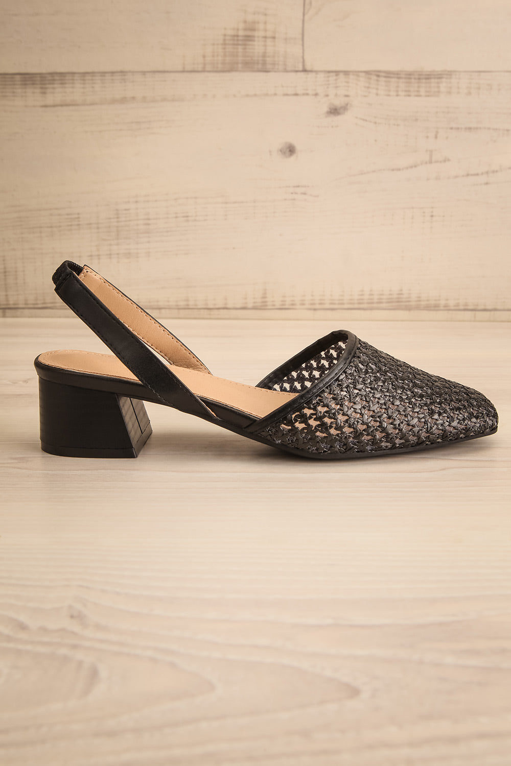 Complector Black Sling-Back Shoes | La petite garçonne side view