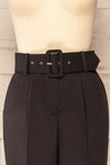 Compostelle Black High-Waisted Pants | La petite garçonne front close-up