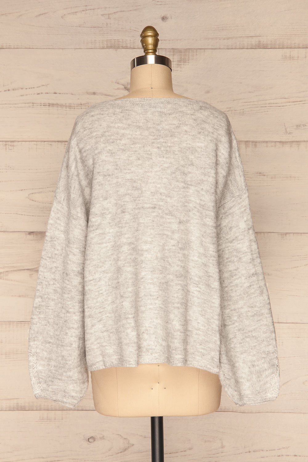 Consolata Grey Loose Knit Sweater w/ Lace | Boutique 1861  back view 