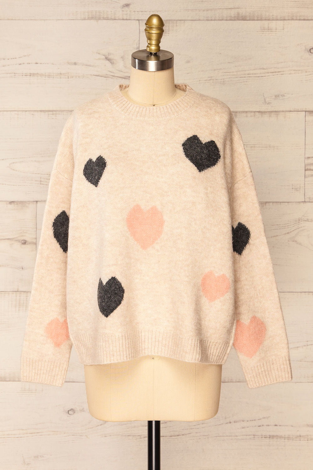 Coracao | Oversized Heart Patterned Knit Sweater