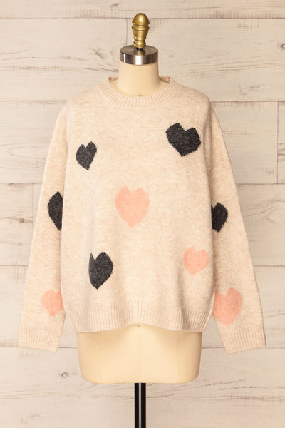 Coracao Oversized Heart Patterned Knit Sweater | La petite garçonne front view