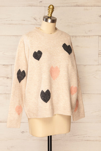 Coracao Oversized Heart Patterned Knit Sweater | La petite garçonne side view