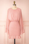Cordia Blush Long Sleeve Half Ruched Dress | Boutique 1861 front view