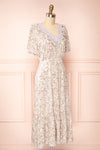 Corinne Floral Midi Dress w/ Embroidered Neckline | Boutique 1861side view