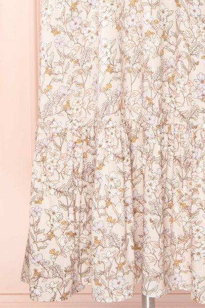 Corinne Floral Midi Dress w/ Embroidered Neckline | Boutique 1861details