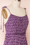 Coronis Purple Layered Floral Jumpsuit | La petite garçonne side close up
