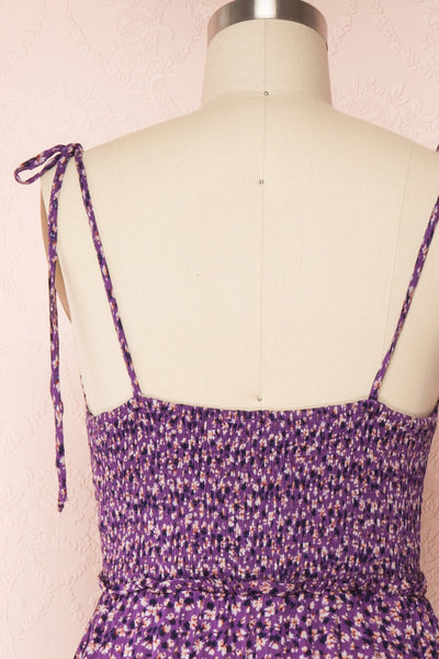 Coronis Purple Layered Floral Jumpsuit | La petite garçonne back close up