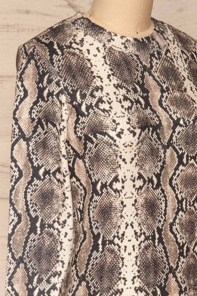 Coswig Noir Black Snake Pattern Long Sleeved Top | La Petite Garçonne side close-up
