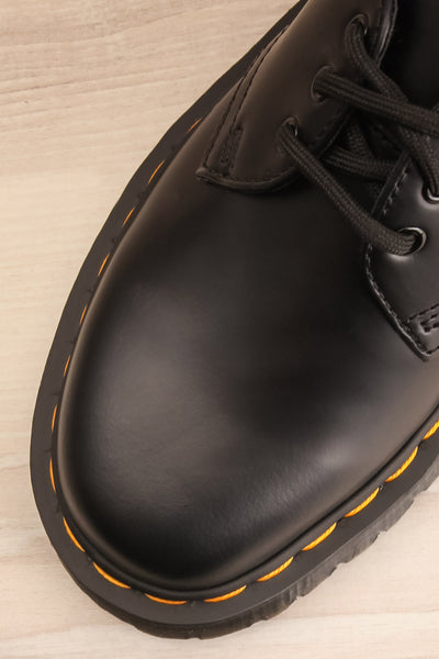 Crawley Leather Black Dr. Martens Shoes flat lay close-up | La Petite Garçonne