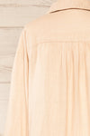 Crawley Beige Linen Button-Up Blouse | La petite garçonne back close-up