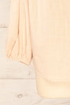 Crawley Beige Linen Button-Up Blouse | La petite garçonne sleeve