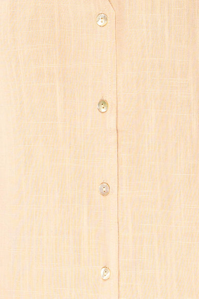 Crawley Beige Linen Button-Up Blouse | La petite garçonne fabric