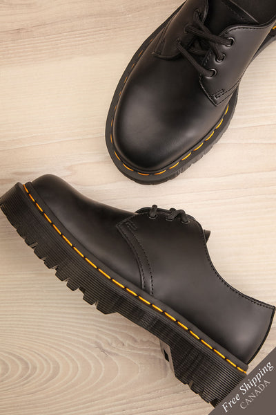 Crawley Leather Black Dr. Martens Shoes flat lay | La Petite Garçonne