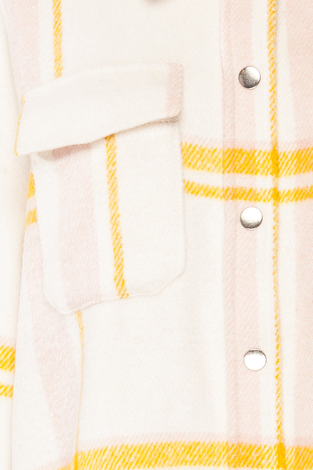 Crocci Mustard Plaid Shacket w/ Front Pockets | La petite garçonne fabric