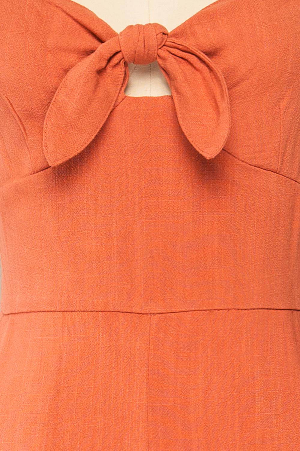 Crocevie Orange Jumpsuit with V-neckline | La petite garçonne fabric 
