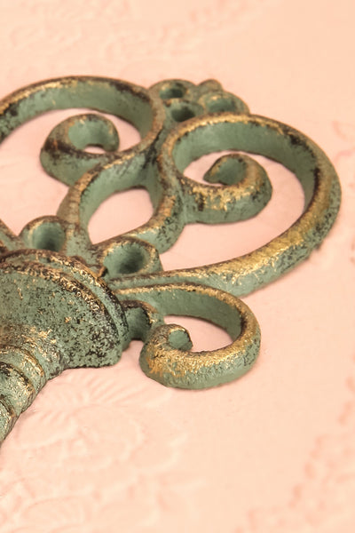 Crochet Sillon Vert - Green cast iron-look key-shaped hook 6