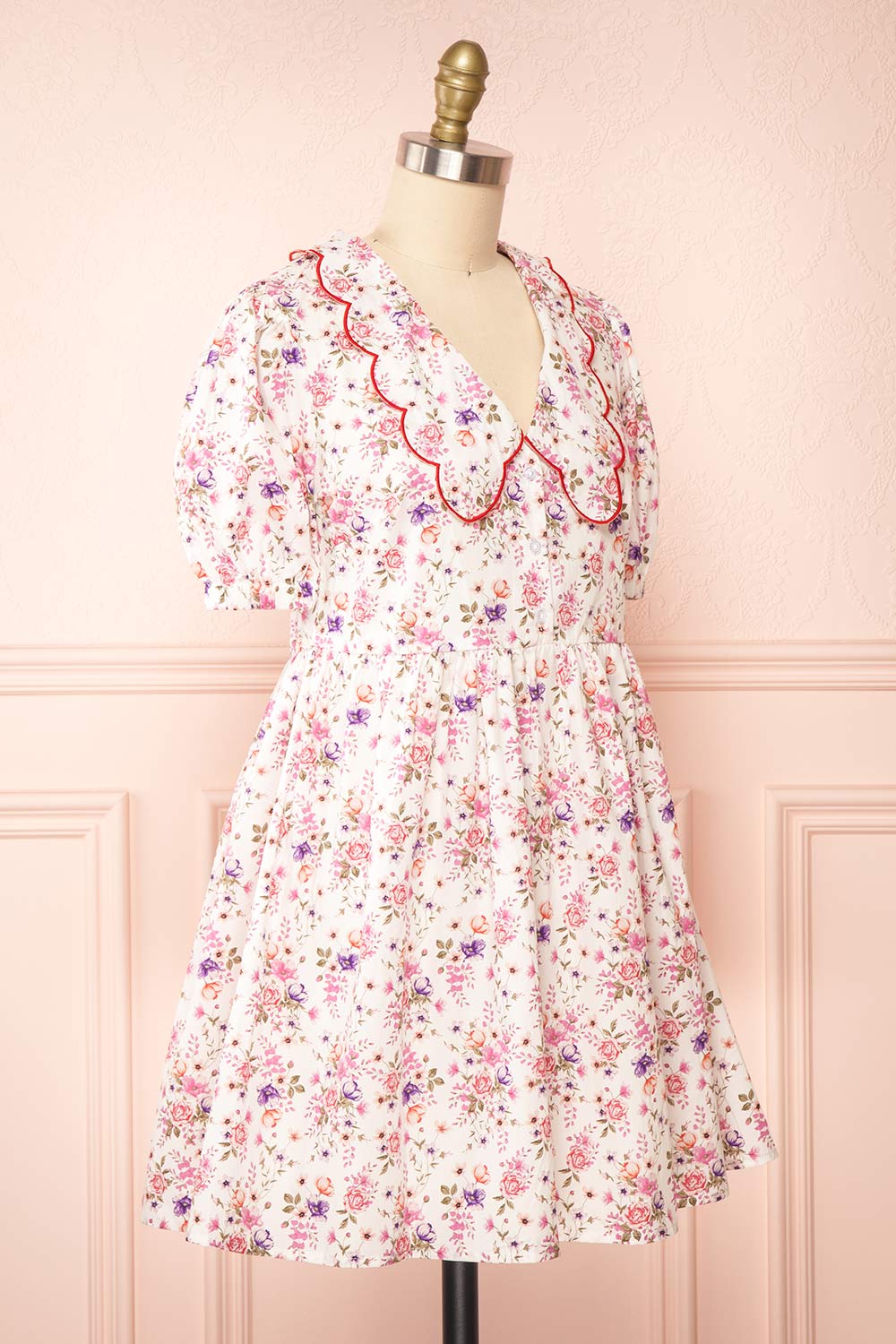 Crustalam Floral Babydoll Dress w/ Scalloped Collar | Boutique 1861 side view