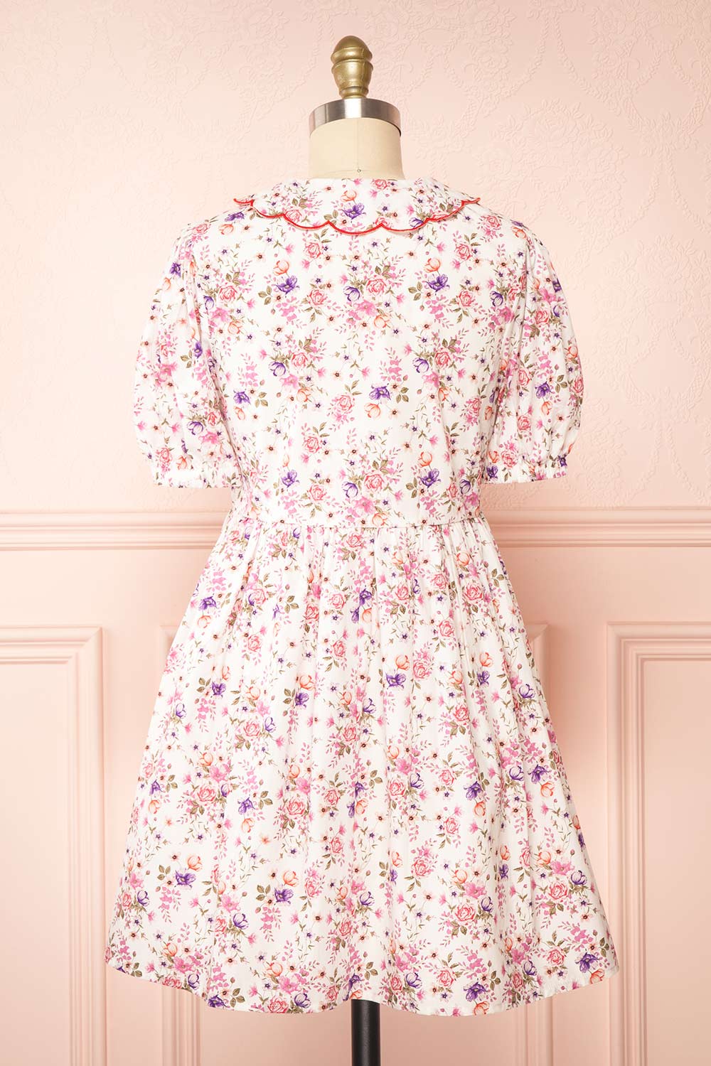 Crustalam Floral Babydoll Dress w/ Scalloped Collar | Boutique 1861 back view