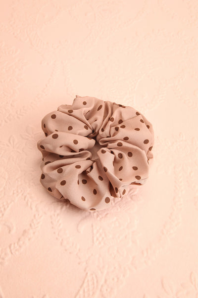 Crux Taupe Polka Dots Hair Scrunchie | Boutique 1861