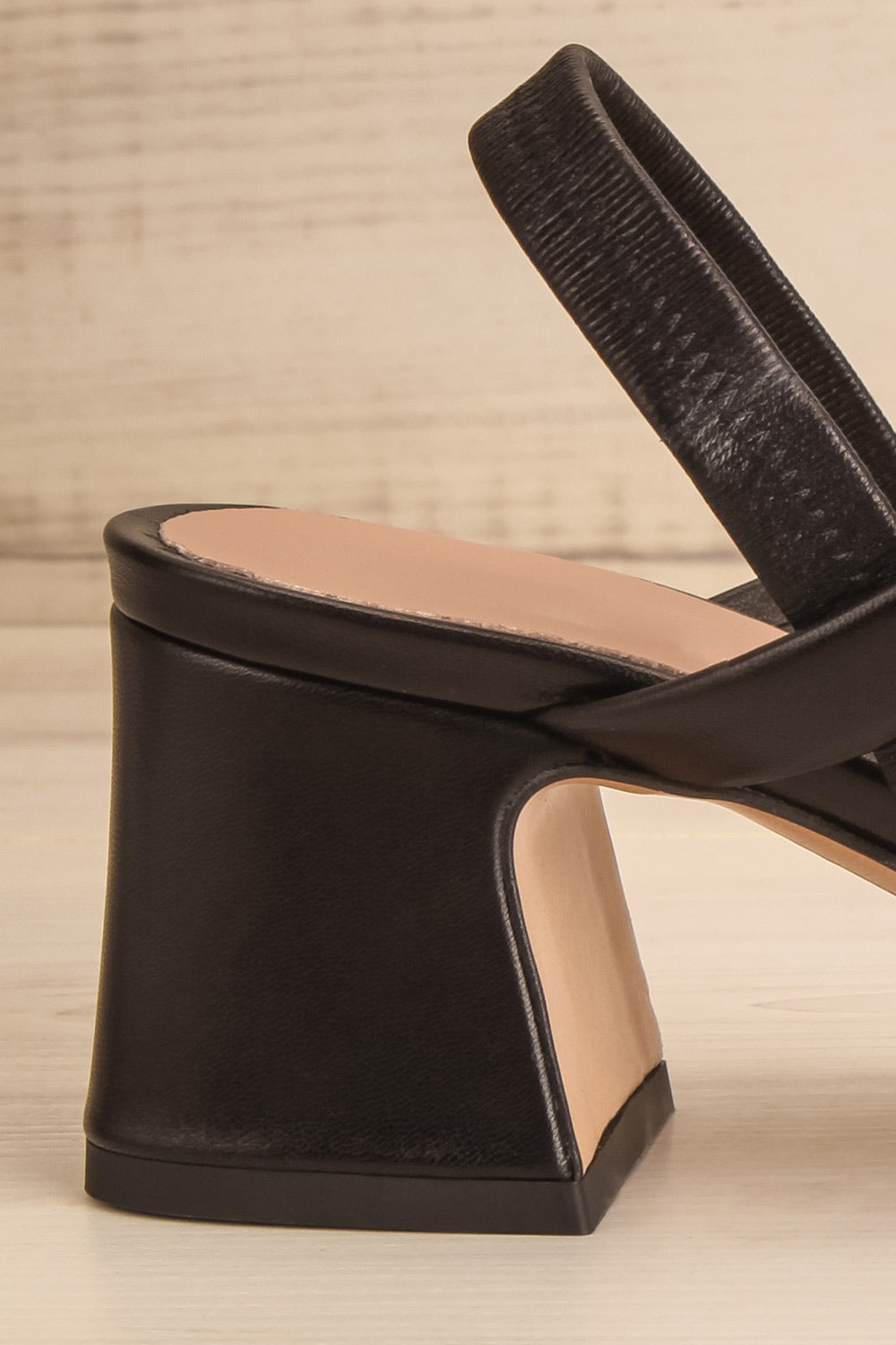 Cubisme Strappy Block Heel leather Sandals | La petite garçonne side back close-up