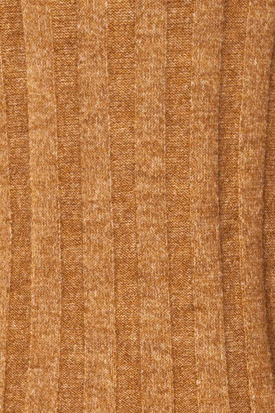 Cuenca Brown Ribbed Mock Neck Knit Top | La petite garçonne fabric