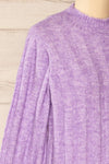 Cuenca Lilac Ribbed Mock Neck Knit Top | La petite garçonne side close-up