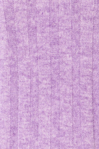 Cuenca Lilac Ribbed Mock Neck Knit Top | La petite garçonne fabric