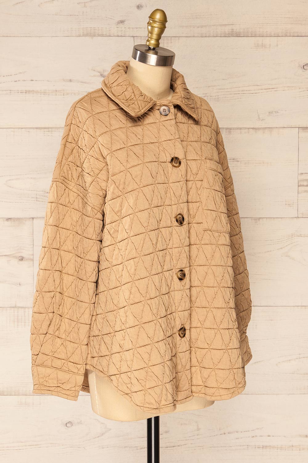 Cugas Beige Oversized Quilted Shacket | La petite garçonne side view