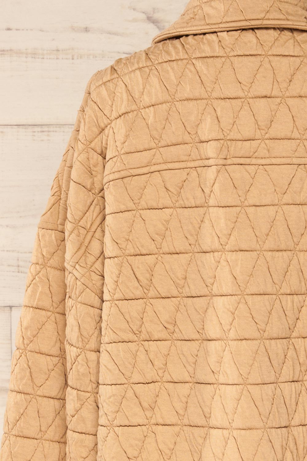 Cugas Beige Oversized Quilted Shacket | La petite garçonne back close-up