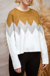 Cugir Mustard Patterned Knit Sweater | La petite garçonne model