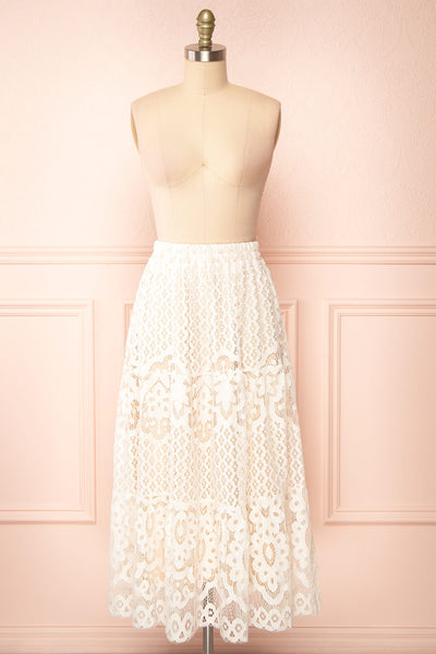 Culla | Lace Ivory Midi Skirt
