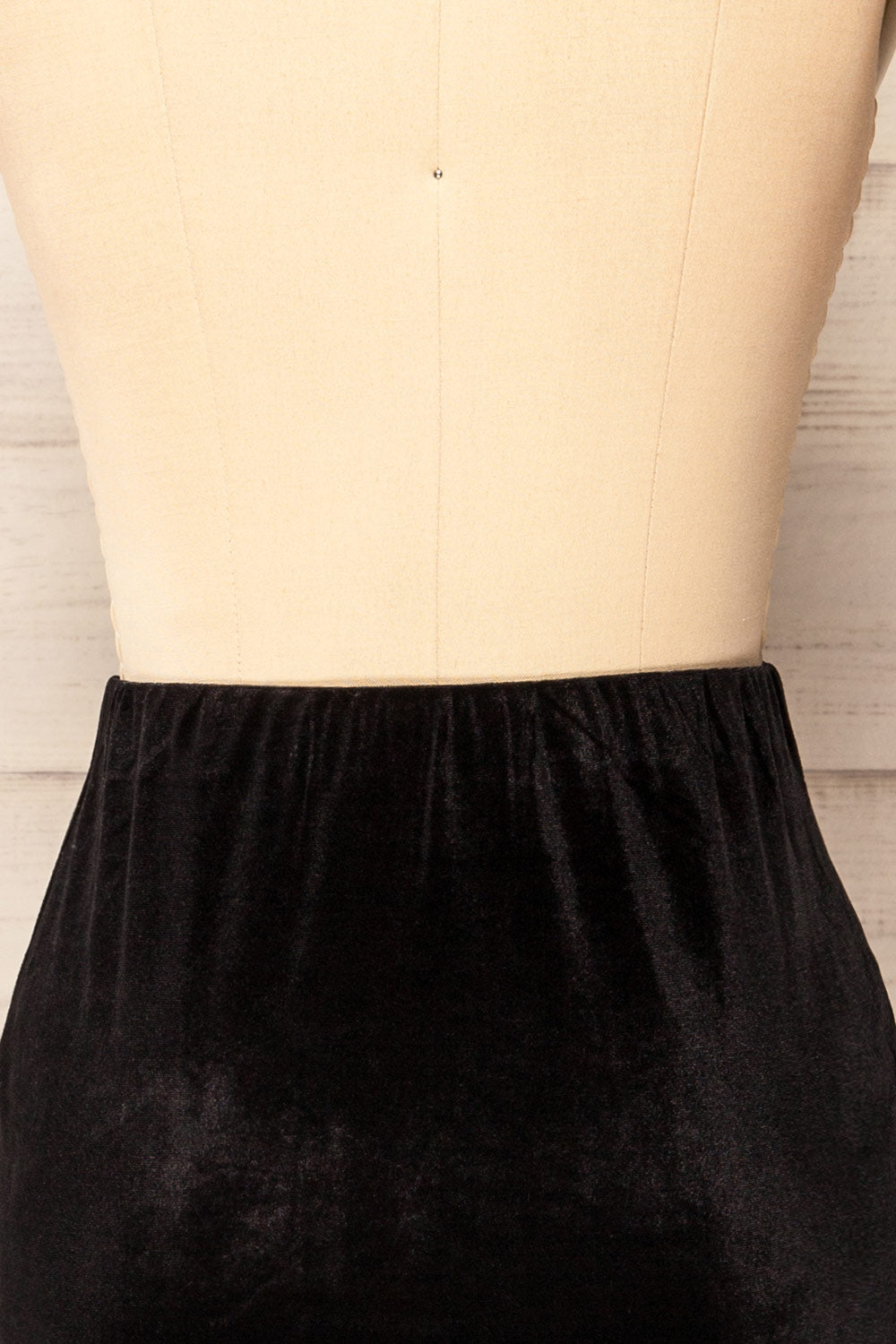 Custha Velours Midi Skirt w/ Slit | La petite garçonne back close up