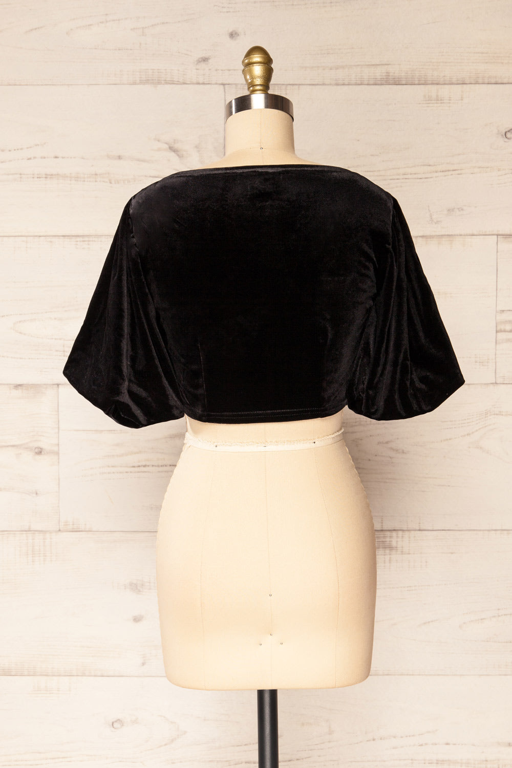 Custho Velours Puff Sleeves Crop Top | La petite garçonne back view