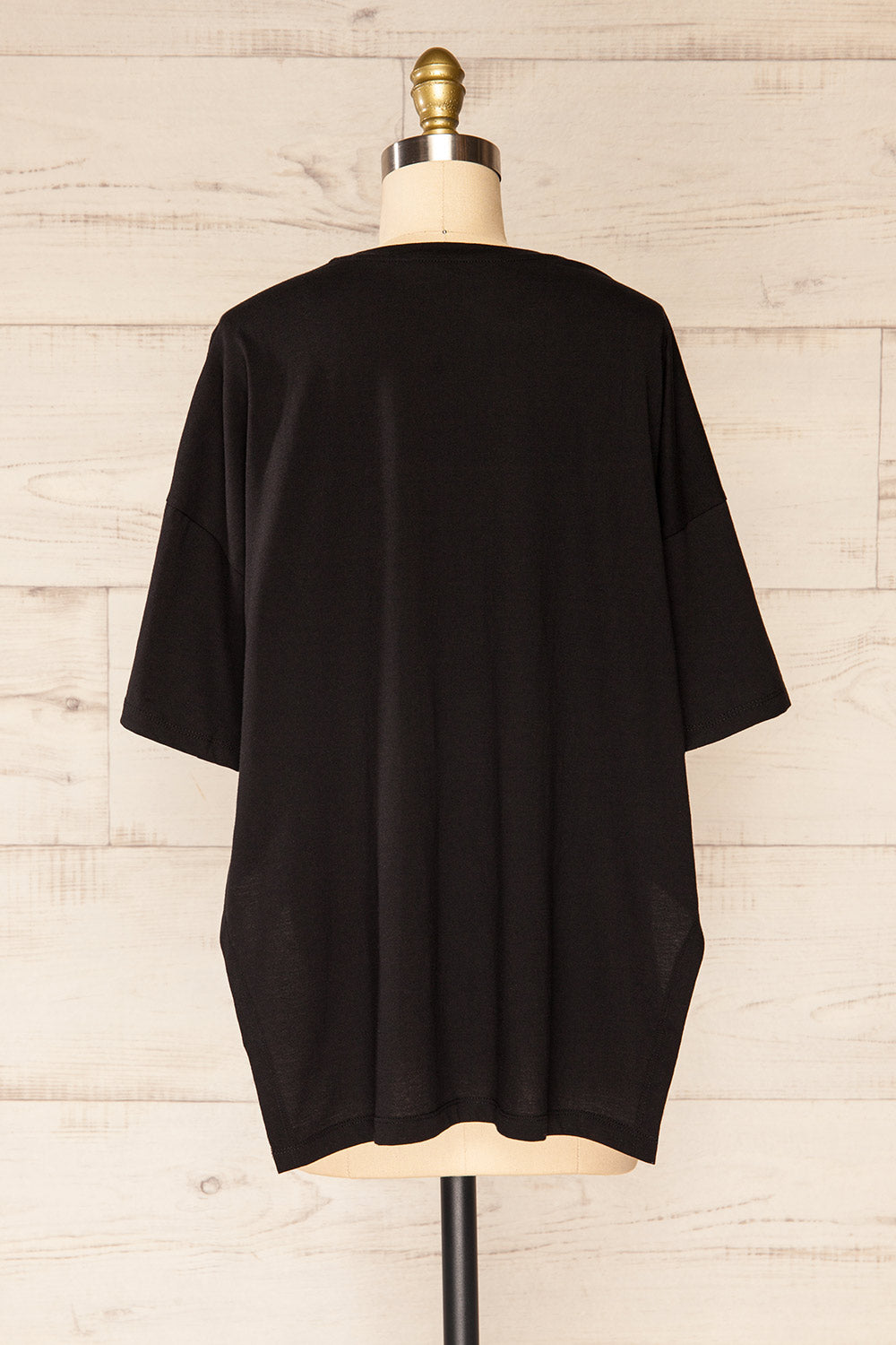 Cyli Black Crew Neck Oversized T-Shirt | La petite garçonne back view 