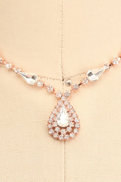 Cyrus Rosegold Crystal Earrings & Necklace Set | Boutique 1861 close-up