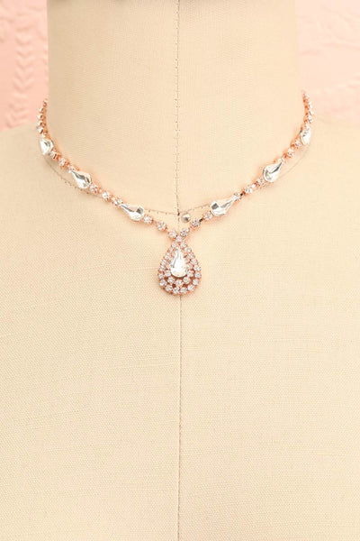 Cyrus Rosegold Crystal Earrings & Necklace Set | Boutique 1861