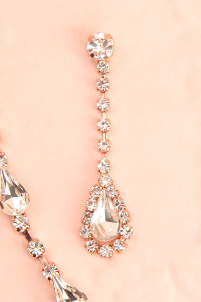 Cyrus Rosegold Crystal Earrings & Necklace Set | Boutique 1861 flat close-up